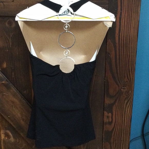 Body Central Tops - NWOT bling rhinestone back droop front halter top